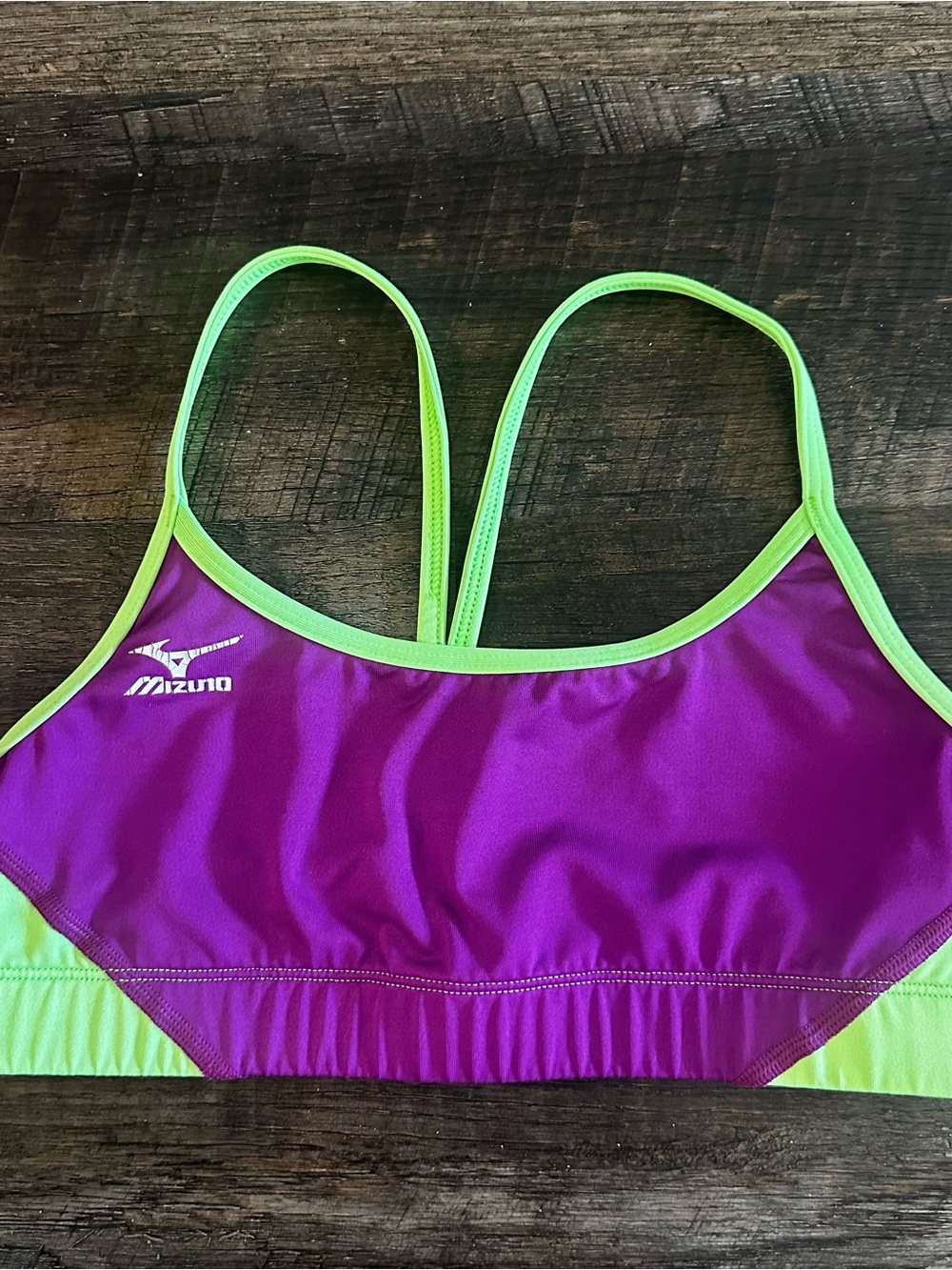 Mizuno Purple Sports Swim Top with Neon Green Trim